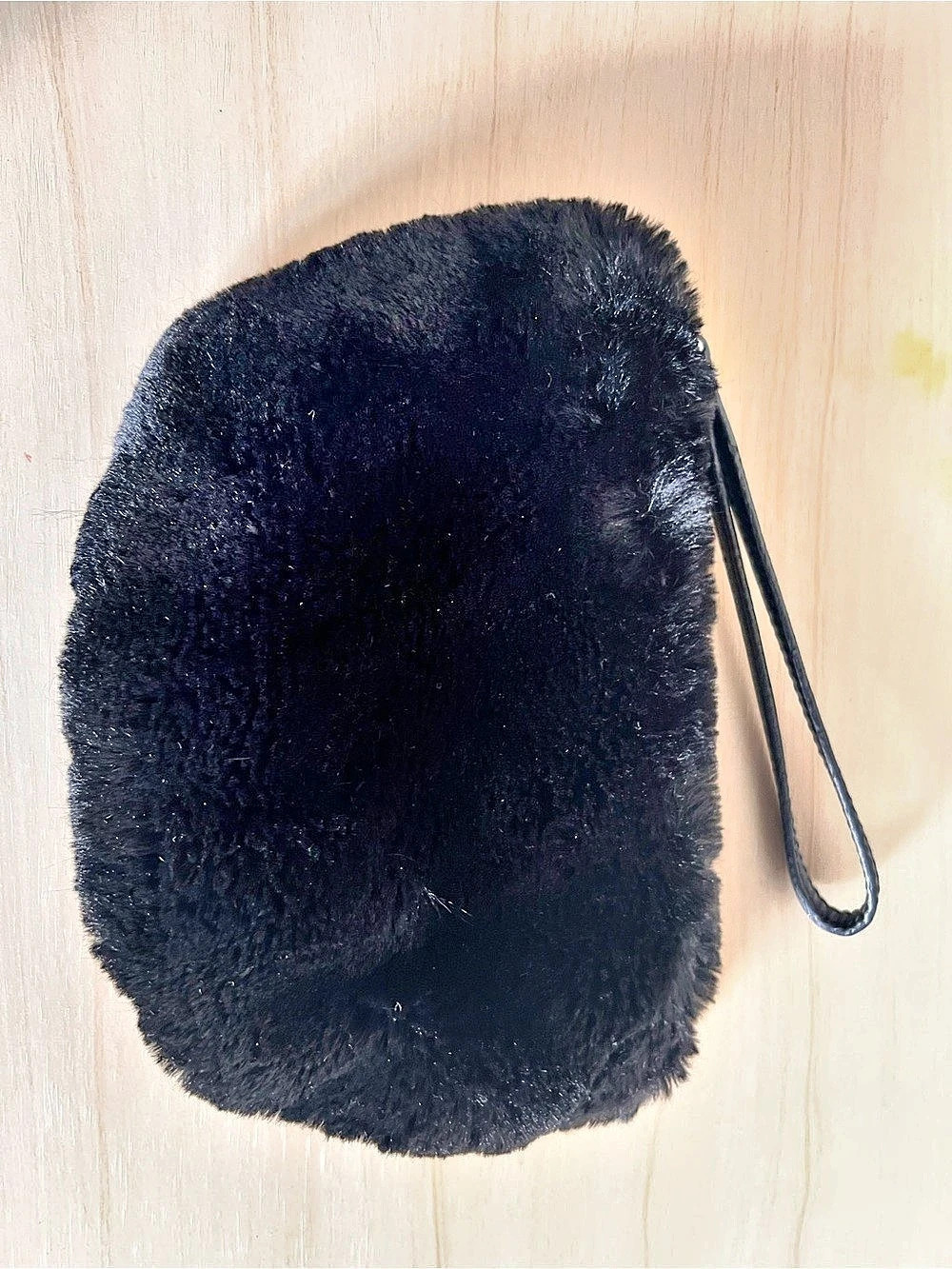 House of Harlow 1960 Black Faux Fur Wristlet Pouch